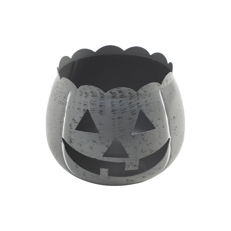 Jack-O-Lantern Candle Holder Antique Grey 6.25x7.5x7.5 **BACKORDERED UNTIL AUGUST 2025**