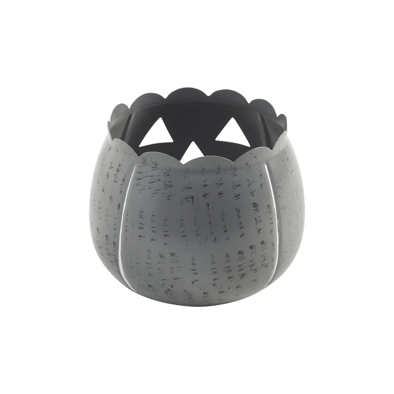 Jack-O-Lantern Candle Holder Antique Grey 6.25x7.5x7.5 **BACKORDERED UNTIL AUGUST 2025**