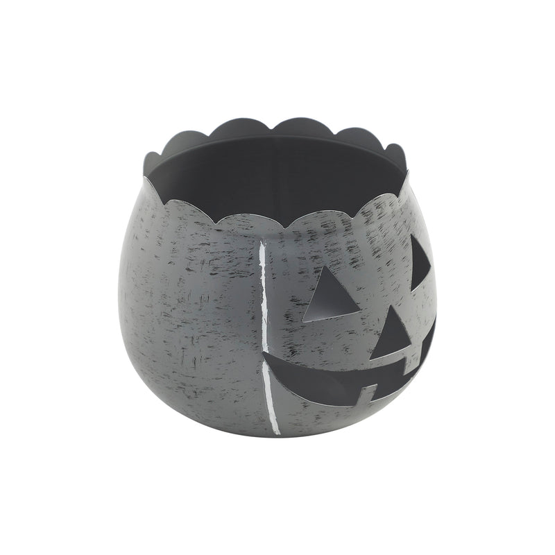 Jack-O-Lantern Candle Holder Antique Grey 6.25x7.5x7.5 **BACKORDERED UNTIL AUGUST 2025**