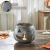 Jack-O-Lantern Candle Holder Antique Grey 6.25x7.5x7.5 **BACKORDERED UNTIL AUGUST 2025**