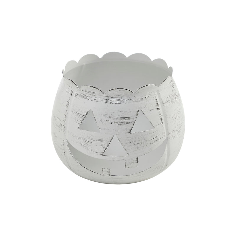 Jack-O-Lantern Candle Holder Antique White 6.25x7.5x7.5 **BACKORDERED UNTIL AUGUST 2025**