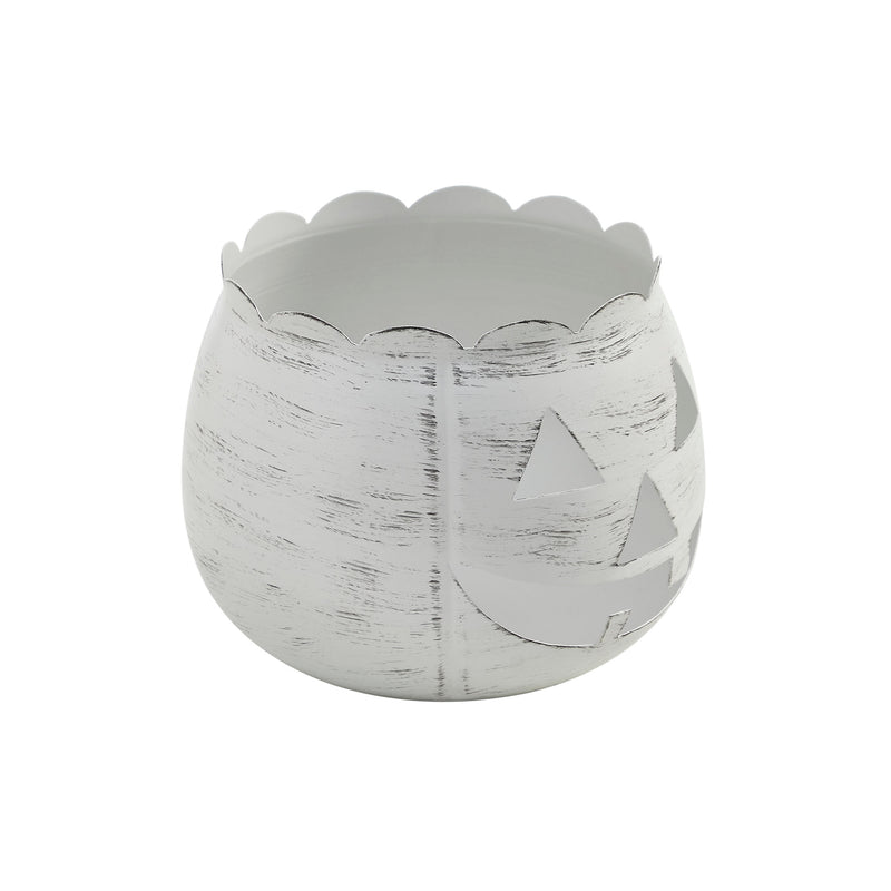 Jack-O-Lantern Candle Holder Antique White 6.25x7.5x7.5 **BACKORDERED UNTIL AUGUST 2025**
