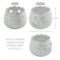 Jack-O-Lantern Candle Holder Antique White 6.25x7.5x7.5 **BACKORDERED UNTIL AUGUST 2025**