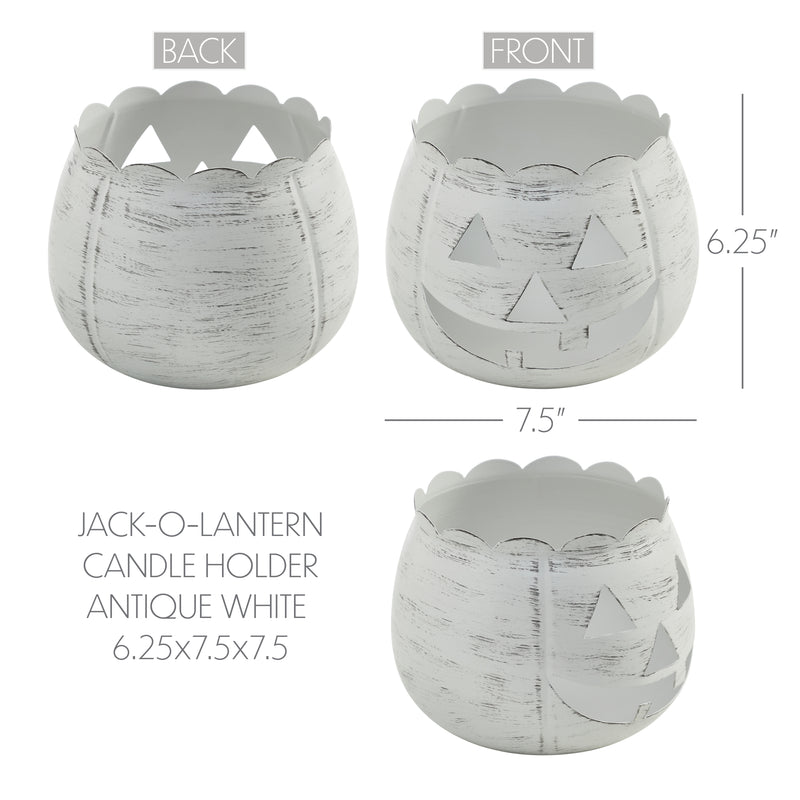 Jack-O-Lantern Candle Holder Antique White 6.25x7.5x7.5 **BACKORDERED UNTIL AUGUST 2025**