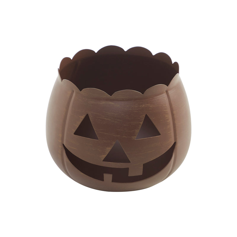 Jack-O-Lantern Candle Holder Bronze 6.25x7.5x7.5 **BACKORDERED UNTIL AUGUST 2025**
