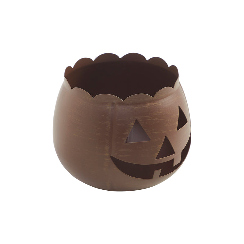 Jack-O-Lantern Candle Holder Bronze 6.25x7.5x7.5 **BACKORDERED UNTIL AUGUST 2025**
