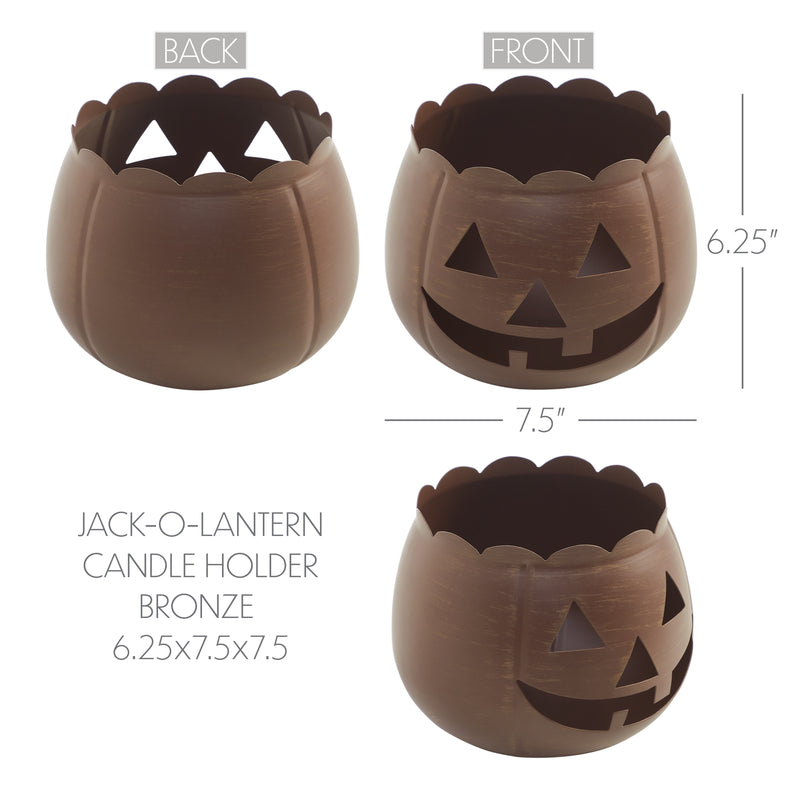 Jack-O-Lantern Candle Holder Bronze 6.25x7.5x7.5 **BACKORDERED UNTIL AUGUST 2025**