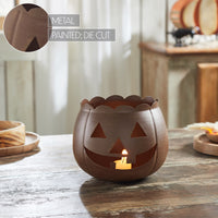 Jack-O-Lantern Candle Holder Bronze 6.25x7.5x7.5 **BACKORDERED UNTIL AUGUST 2025**