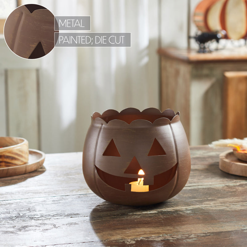 Jack-O-Lantern Candle Holder Bronze 6.25x7.5x7.5 **BACKORDERED UNTIL AUGUST 2025**