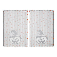 Witchy Pumpkins Striped Tea Towel Set of 2 19x28