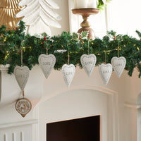 Love Stamp Heart Metal Ornament Set of 6 -  5.25 inch