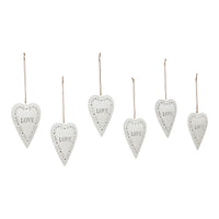 Love Stamp Heart Metal Ornament Set of 6 -  5.25 inch
