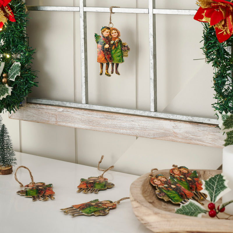 Winter Nostalgia Metal Ornament Set of 6 - 4.25 inch