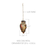 Wise Owl Metal Ornament Set of 6 - 4.5 inch