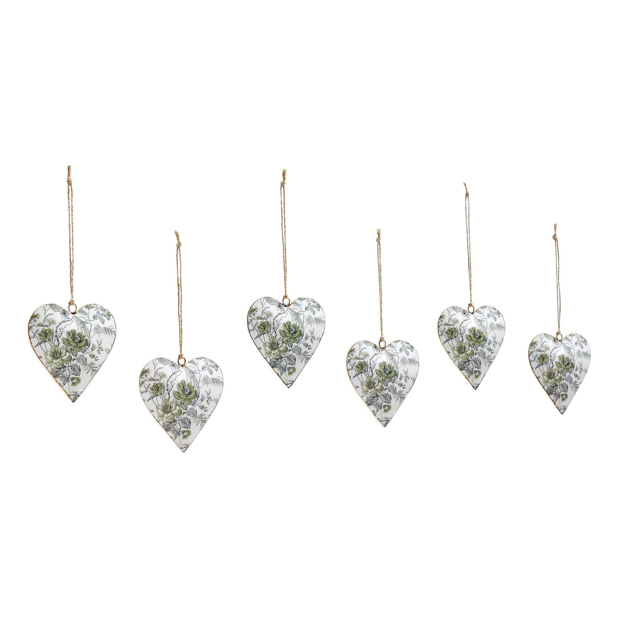 Cottage Neutral Floral Metal Ornament Set of 6 - 4 inch