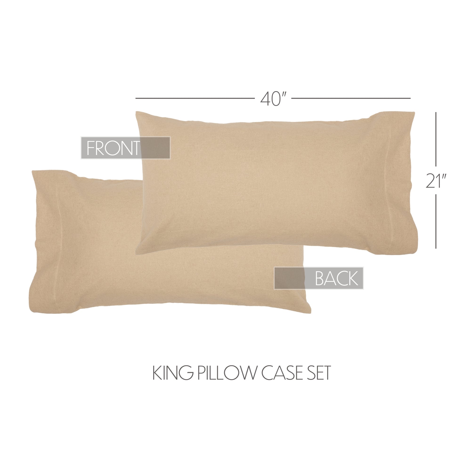 Burlap Vintage King Pillow Case Set 21x40 Bundle (2-Pillow Case Sets)