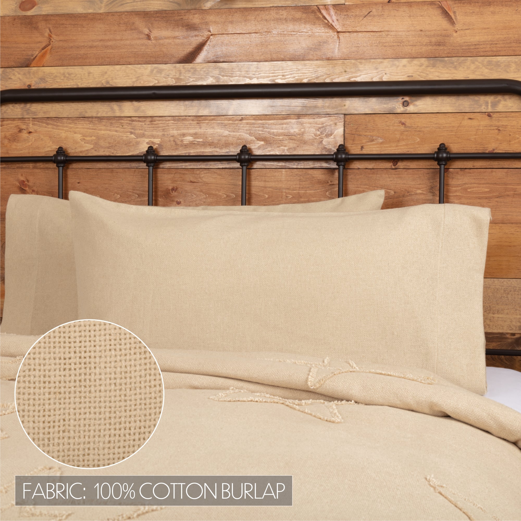Burlap Vintage King Pillow Case Set 21x40 Bundle (2-Pillow Case Sets)