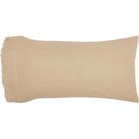 Burlap Vintage King Pillow Case w/ Fringed Ruffle Set 21x40 Bundle (2-Pillow Case Sets)