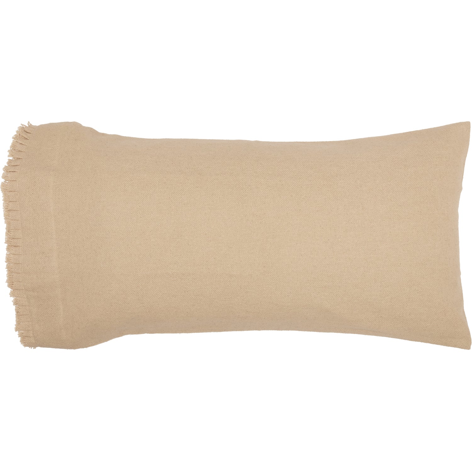 Burlap Vintage King Pillow Case w/ Fringed Ruffle Set 21x40 Bundle (2-Pillow Case Sets)