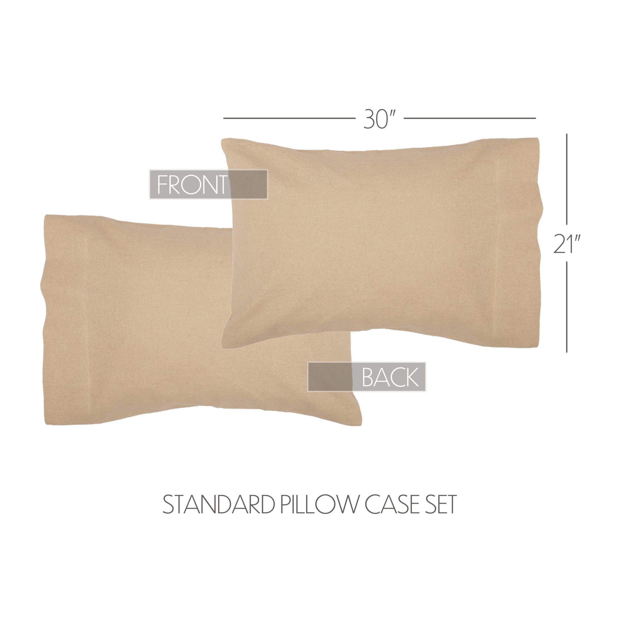Burlap Vintage Standard Pillow Case Set 21x30 Bundle (2-Pillow Case Sets)