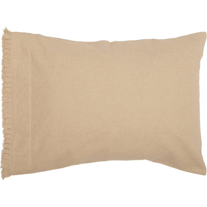 Burlap Vintage Standard Pillow Case w/ Fringed Ruffle Set 21x30 Bundle (2-Pillow Case Sets)