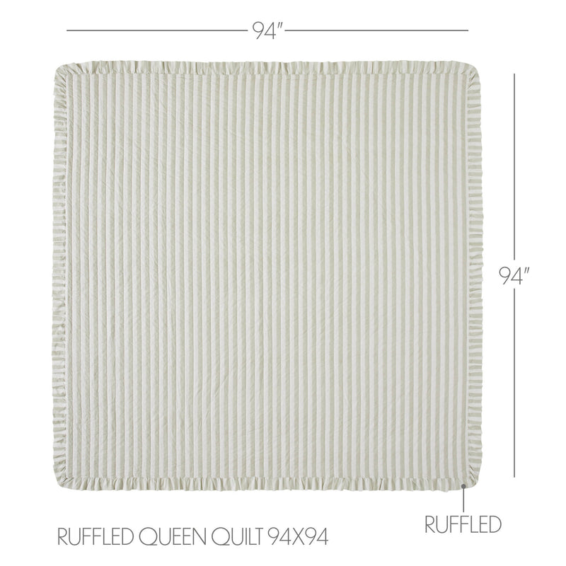 Finders Keepers Ruffled Queen Quilt 94Wx94L 5pc Bundle (Quilt, Euro Shams, Shams)