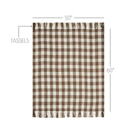 Cocoa Brown Woven Check Throw Blanket with Fringe 50x60