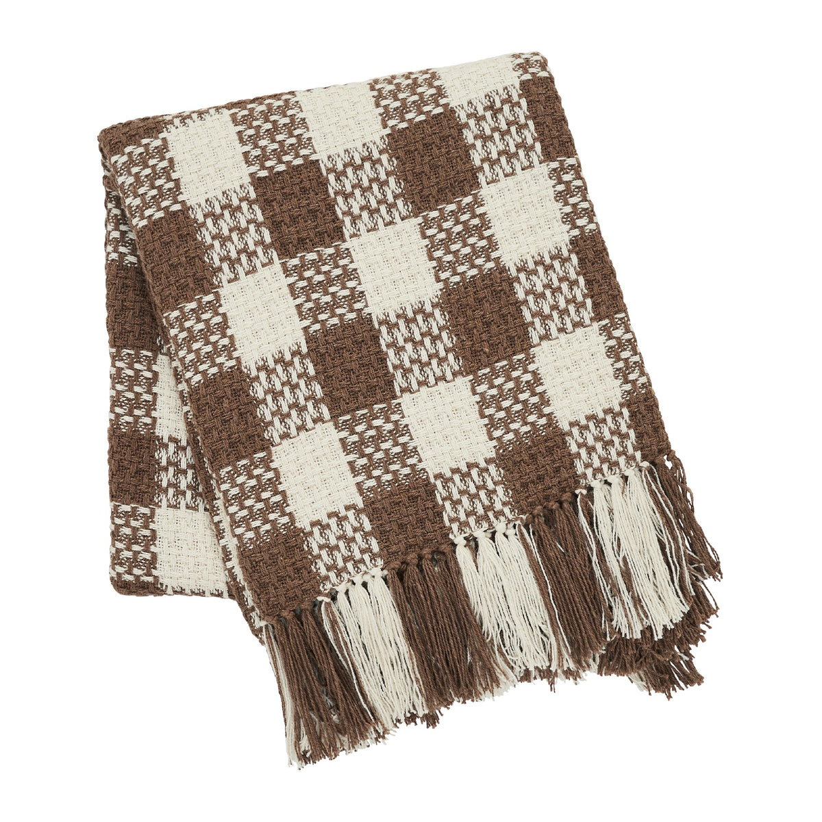 What Throw Check Cocoa Brown Woven Check Throw Blanket with Fringe 50x60 – Beth's ...