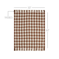 Dark Amber Woven Check Throw Blanket with Fringe 50x60