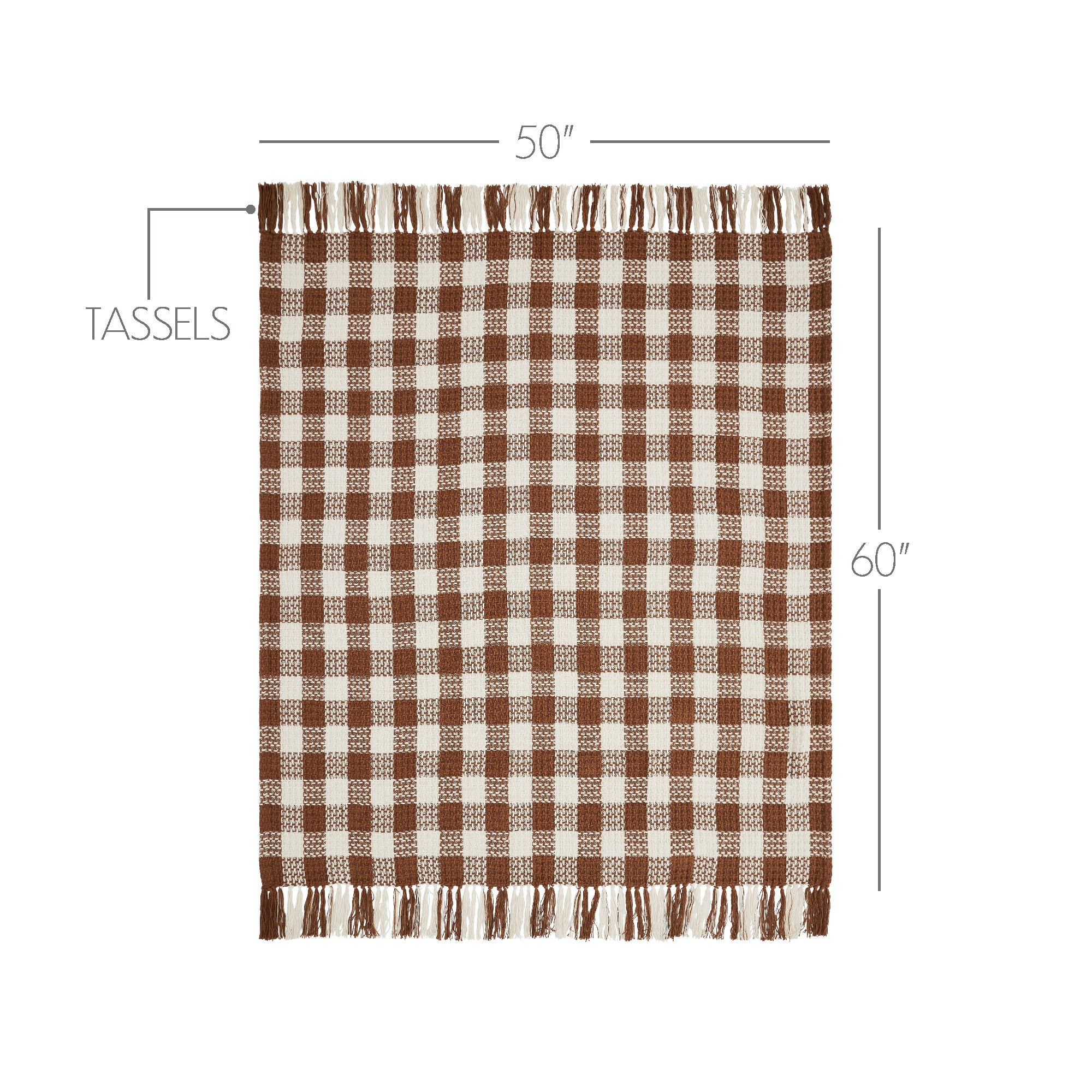 Dark Amber Woven Check Throw Blanket with Fringe 50x60