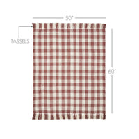 Dusty Rose Woven Check Throw Blanket with Fringe 50x60