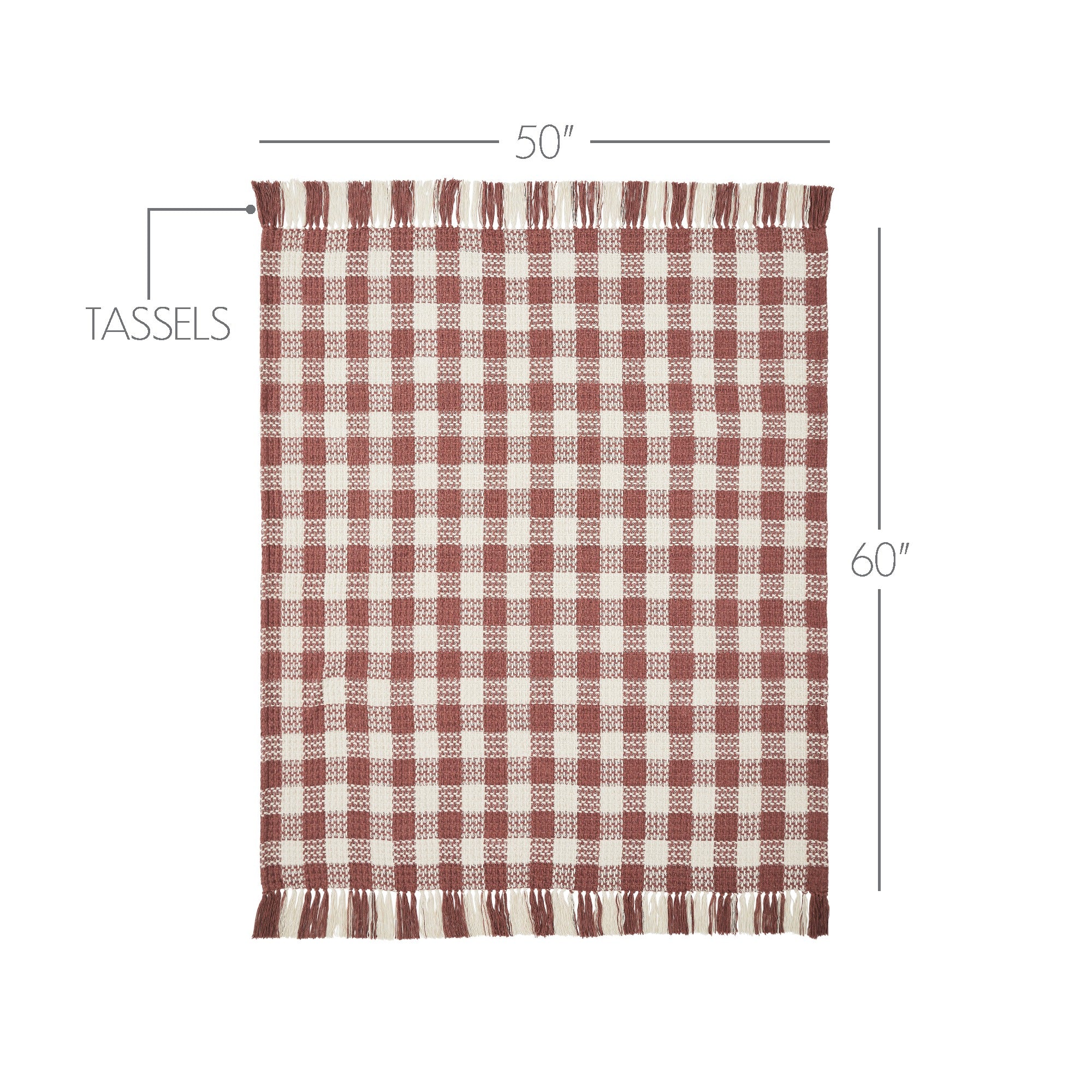 Dusty Rose Woven Check Throw Blanket with Fringe 50x60