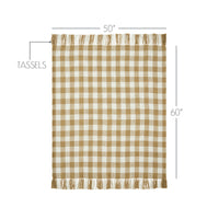 Golden Wheat Woven Check Throw Blanket with Fringe 50x60