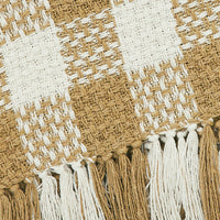 Golden Wheat Woven Check Throw Blanket with Fringe 50x60