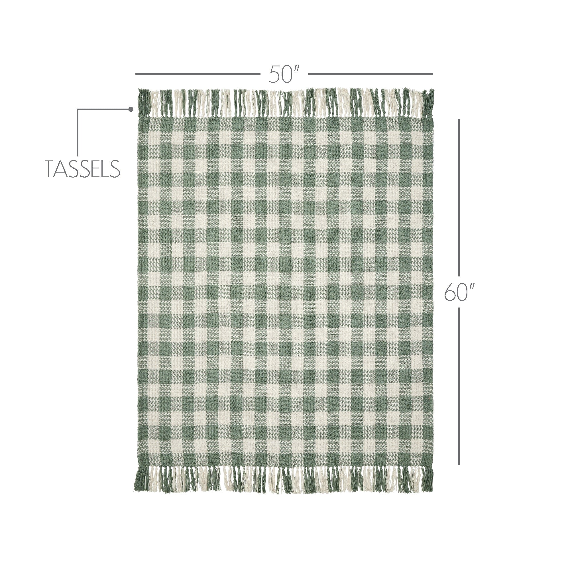 Pistachio Woven Check Throw Blanket with Fringe 50x60