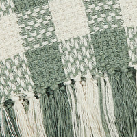 Pistachio Woven Check Throw Blanket with Fringe 50x60