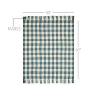 River Blue Woven Check Throw Blanket with Fringe 50x60