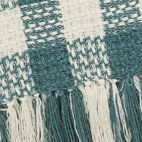 River Blue Woven Check Throw Blanket with Fringe 50x60