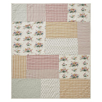 Rosehill Cottage Floral Patchwork Cotton Throw - 50x60 Dusty Rose & Natural Lightweight Summer Quilt