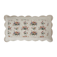 Rosehill Cottage Floral Scalloped Cotton King Sham - 21x37 Dusty Rose & Natural Vintage Farmhouse Quilted Pillow Cover