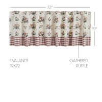 Rosehill Cottage Floral & Gingham Ruffled Cotton Window Valance - 19x72 Dusty Rose & Natural Valance
