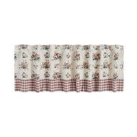 Rosehill Cottage Floral & Gingham Ruffled Cotton Window Valance - 19x72 Dusty Rose & Natural Valance