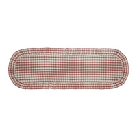 Rosehill Cottage Dusty Rose Gingham Ruffled Cotton Table Runner - 12x48 Pink & Natural Oval Runner