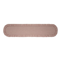 Rosehill Cottage Dusty Rose Gingham Ruffled Cotton Table Runner - 12x72 Pink & Natural Oval Runner