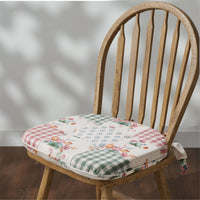 Rosehill Cottage Dusty Rose & Natural Patchwork Cotton Chair Pad - 15.5x17 Cushioned Seat Cushion