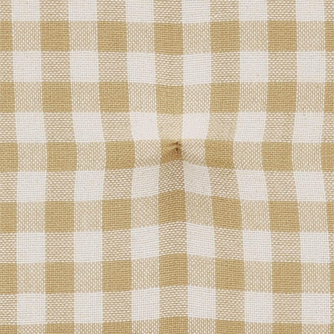 Golden Wheat Gingham Cotton Chair Pad - 15.5x17 Cushioned Seat Cushion - VHC Brands