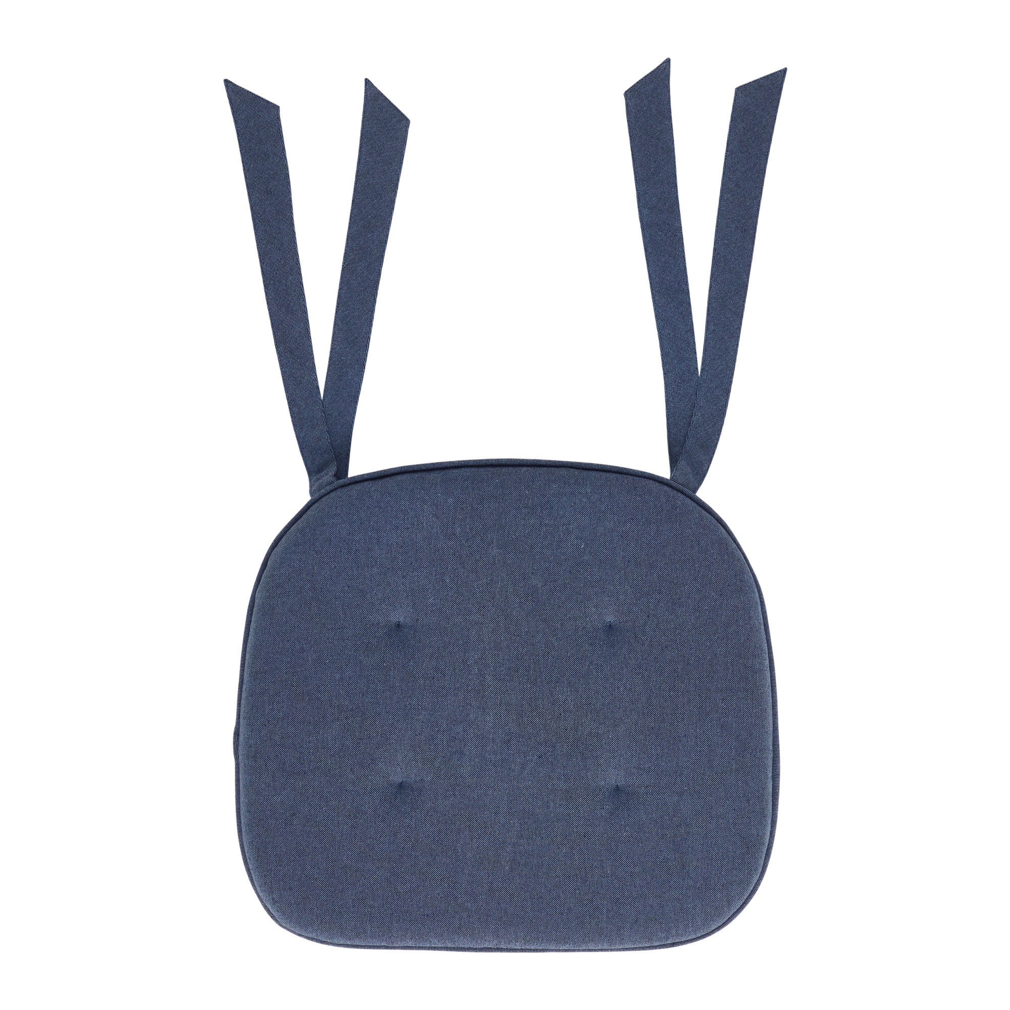 Vintage Indigo Blue Chambray Cotton Chair Pad - 15.5x17 Cushioned Seat Cushion - VHC Brands