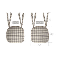 Linen & Black Plaid Cotton Chair Pad - 15.5x17 Cushioned Seat Cushion - VHC Brands