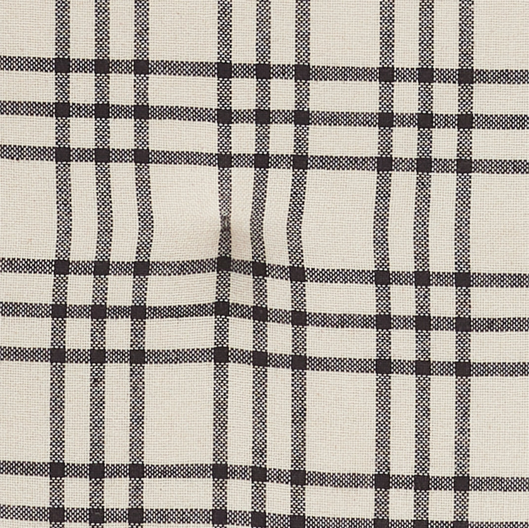 Linen & Black Plaid Cotton Chair Pad - 15.5x17 Cushioned Seat Cushion - VHC Brands