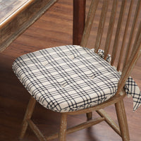 Linen & Black Plaid Cotton Chair Pad - 15.5x17 Cushioned Seat Cushion - VHC Brands